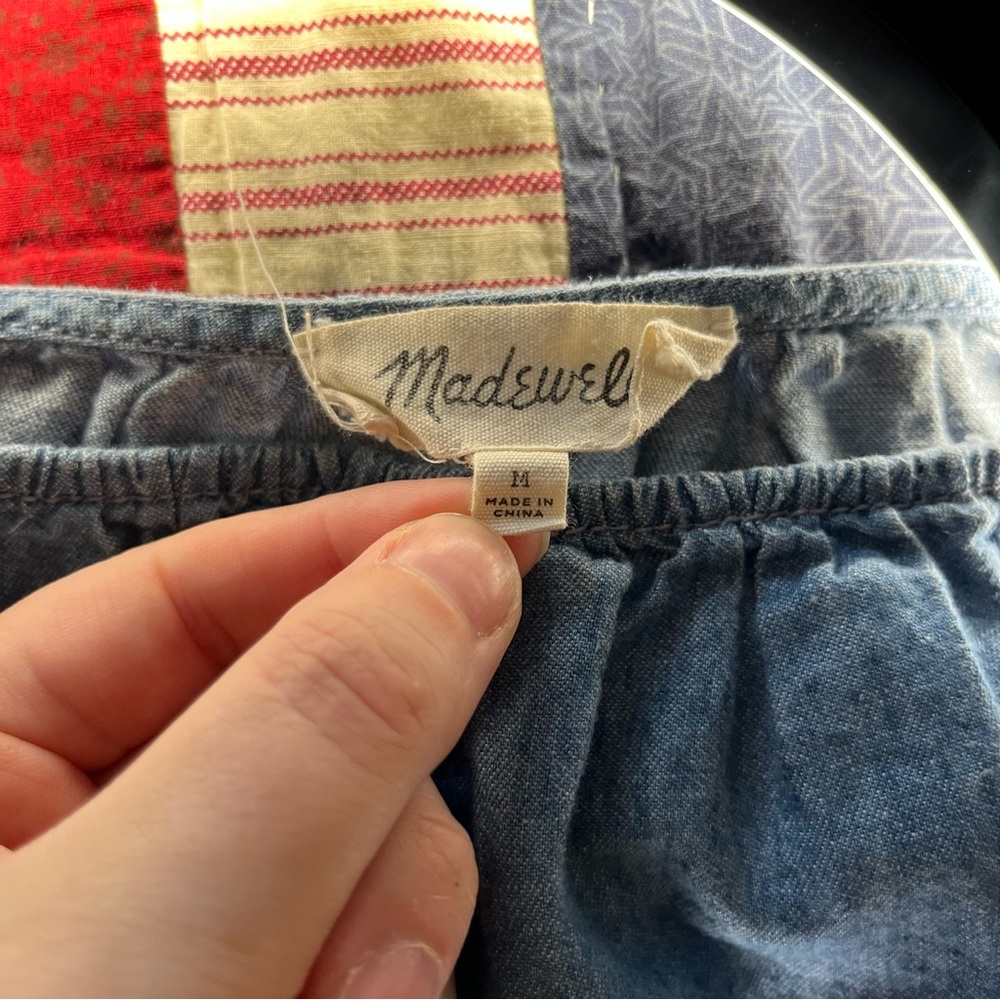 Madewell Cold Shoulder Linen Chambray Top Medium - Picture 2 of 7
